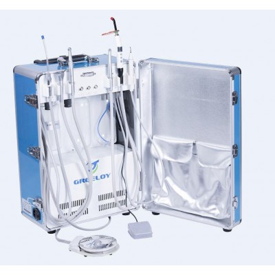 Greeloy® 歯科用多機能携帯型診療ユニット(エアコンプレッサー+吸引ユニット+スリーウェイシリンジ+ハンドピースチューブ付属)GU-P204